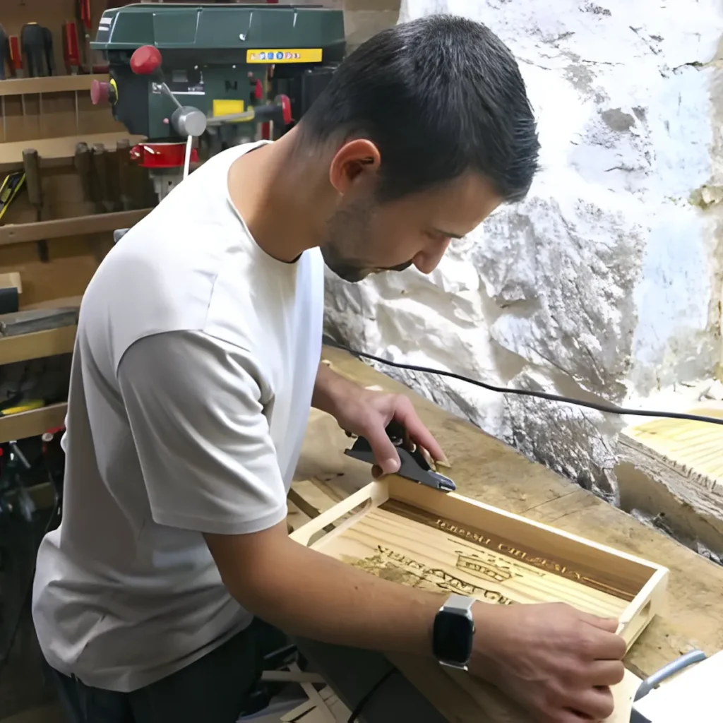 Pierre en train de travailler sur un plateau