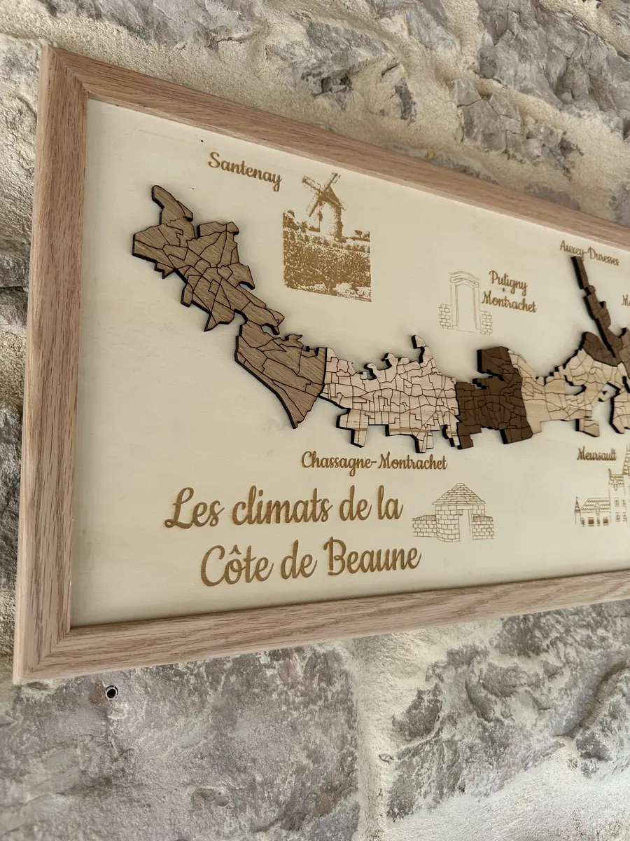 Tableau décoratif 3D en bois des appellations de la Côte de Beaune