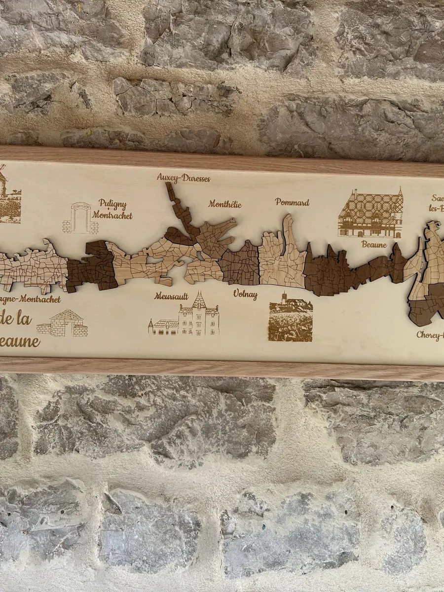 Tableau décoratif 3D en bois des appellations de la Côte de Beaune