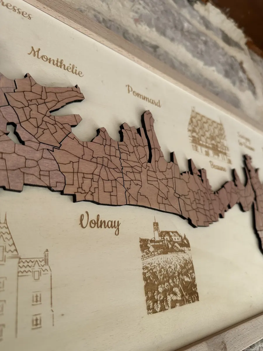 Tableau décoratif 3D en bois des appellations de la Côte de Beaune