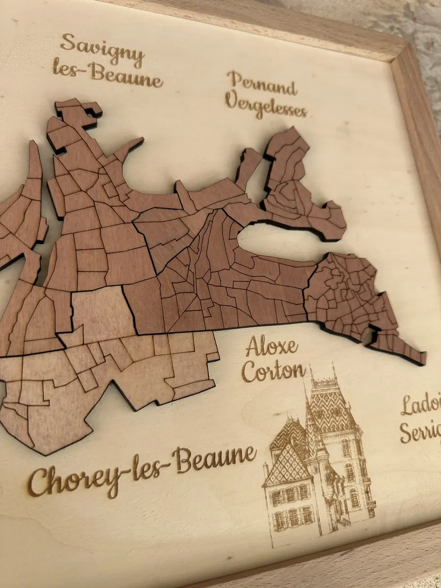 Tableau décoratif 3D en bois des appellations de la Côte de Beaune