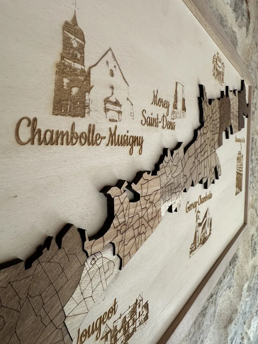Tableau décoratif 3D en bois des appellations de la Côte de Nuits