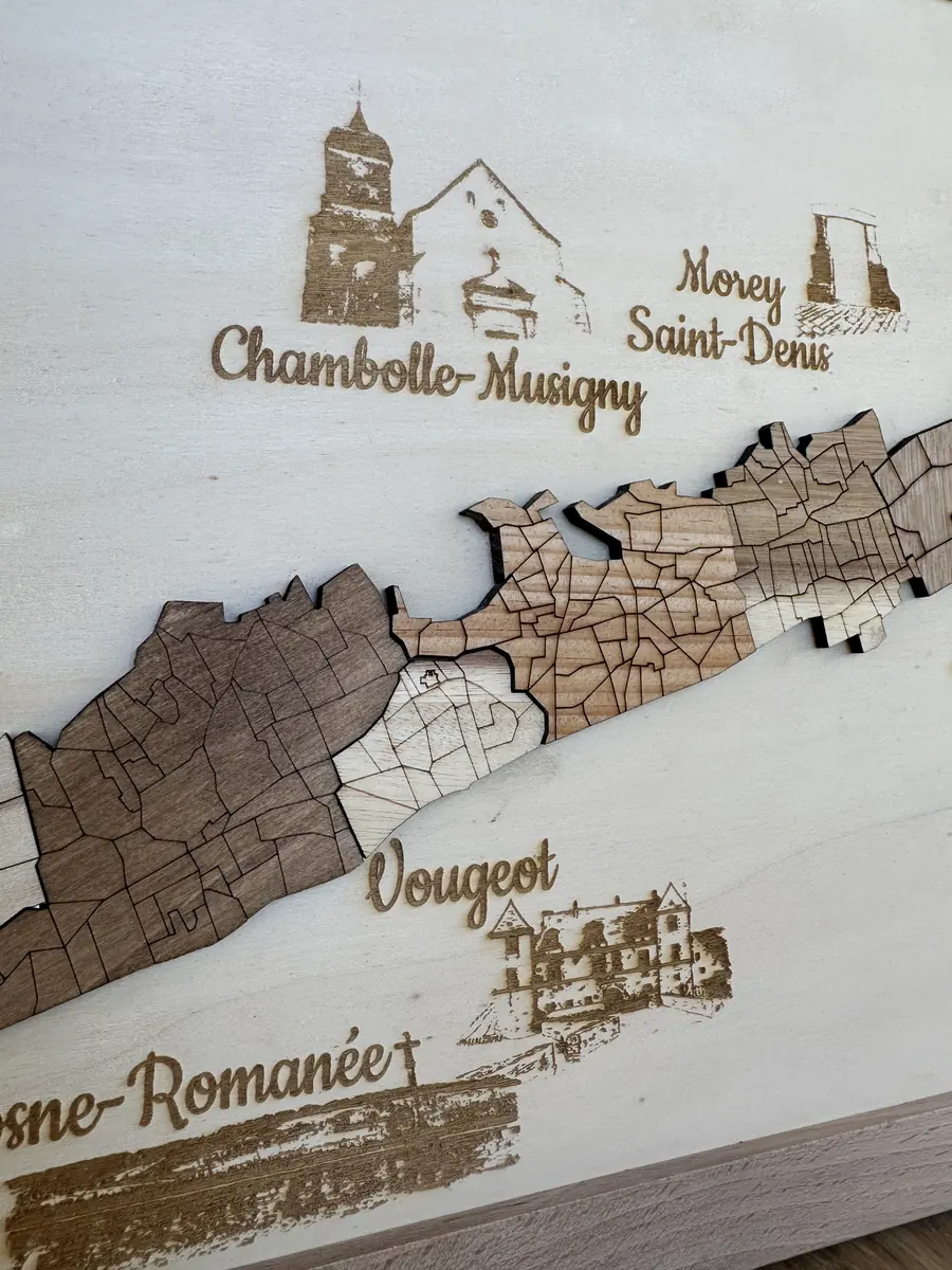 Tableau décoratif 3D en bois des appellations de la Côte de Nuits