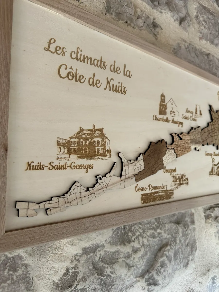 Tableau décoratif 3D en bois des appellations de la Côte de Nuits