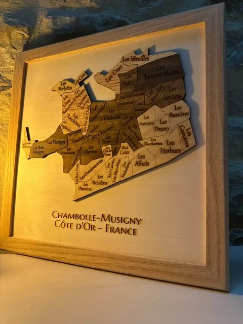 Tableau décoratif 3D en bois sur l'ensemble des villages viticoles de Chambolle